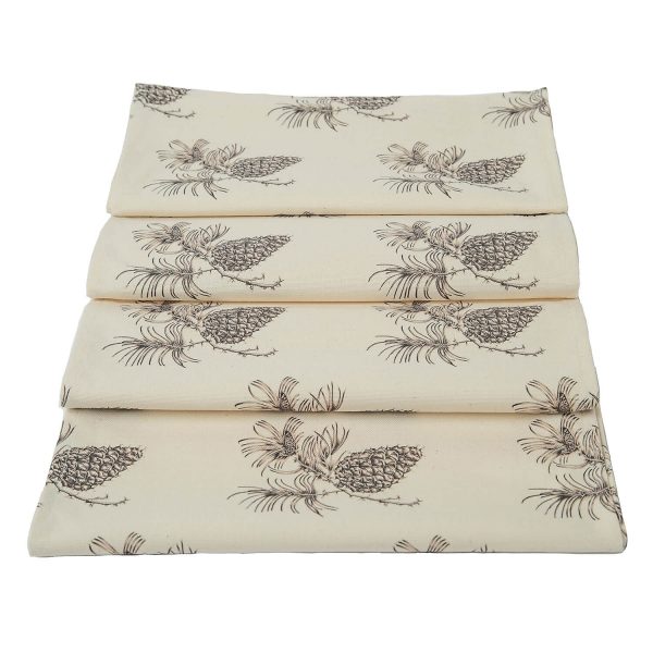 INK ARTWORK PINE CONES TABLE RUNNER